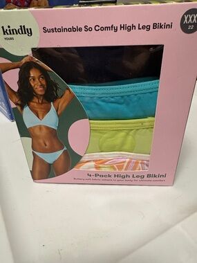 4-Pack High Leg Bikini Bottoms - Teal, Lime, White, Multi